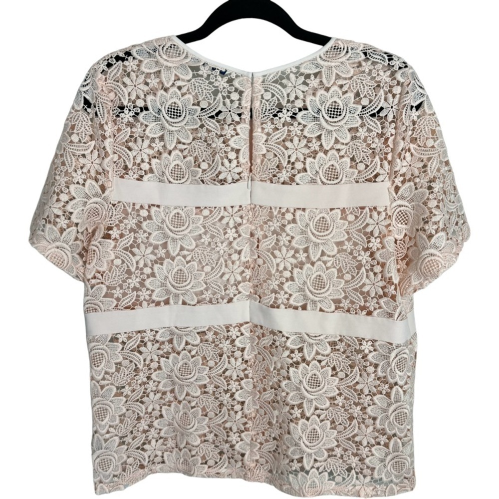 ✅ Rebecca Minkoff lace floral sheer zip up blouse top size L - Picture 2 of 12